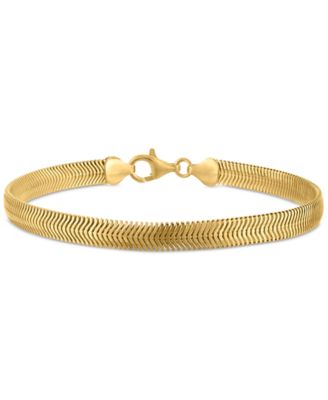 Macy's - Diamond-Cut Wide Snake Chain Bracelet in 14k Gold Over Sterling Silver