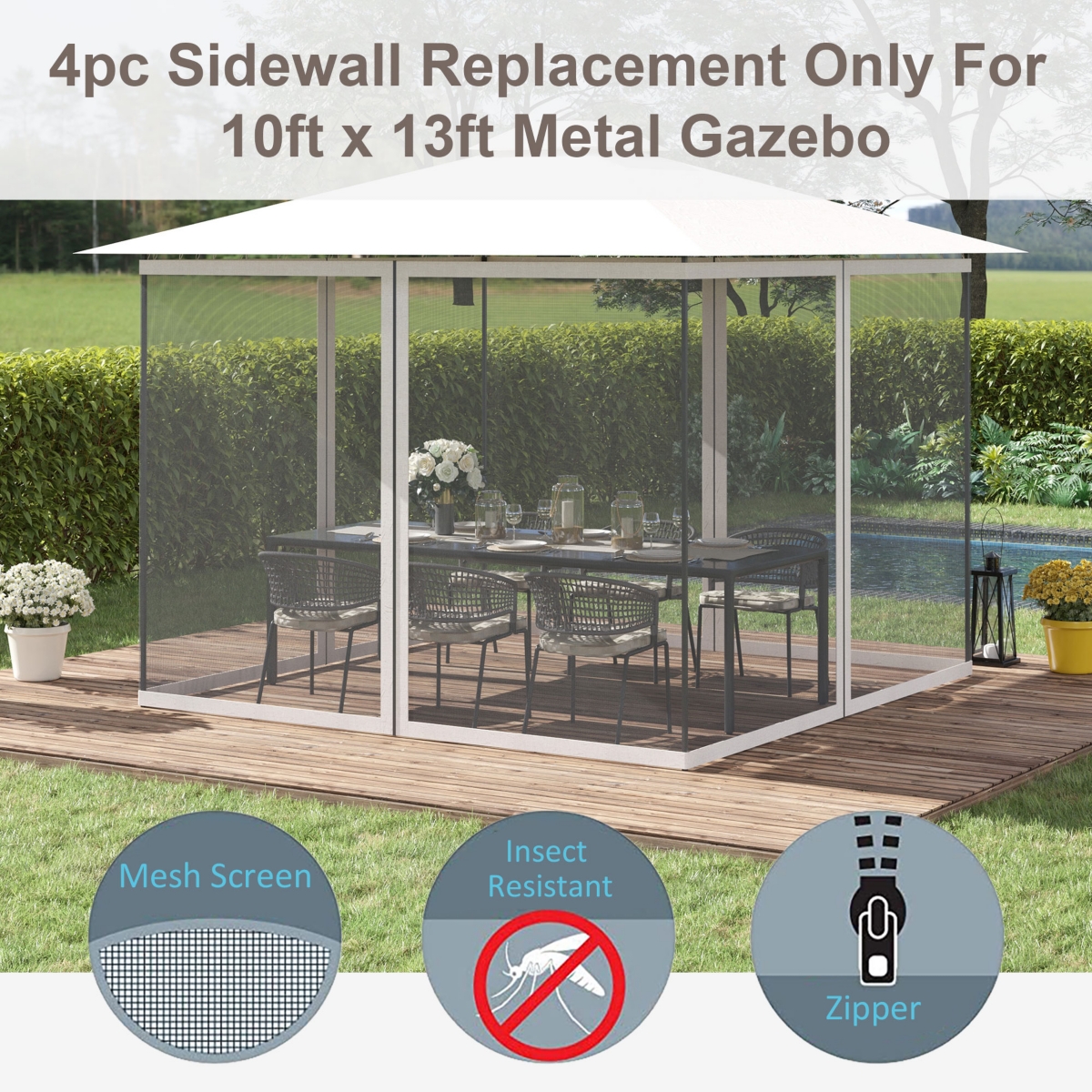 Outsunny 10' x 13' Replacement Netting for Patio Gazebo,