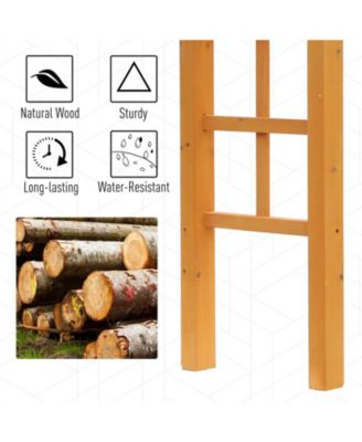 7' Wood Steel Outdoor Garden Arched Trellis Arbor w/ Fir Wood,