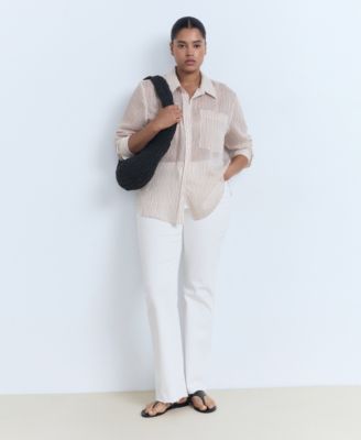 Women's Semi-Transparent Striped Shirt