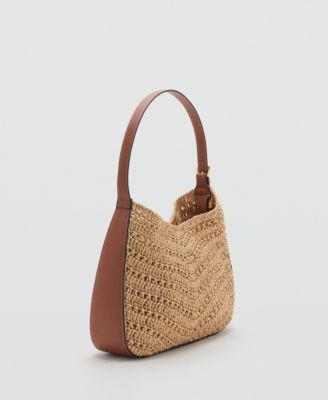 MANGO - Women's Natural Fiber Shoulder Bag