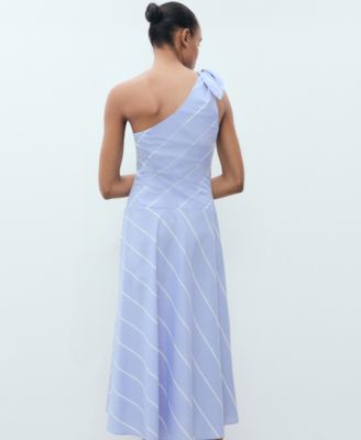 Women's Asymmetrical Knot Striped Dress