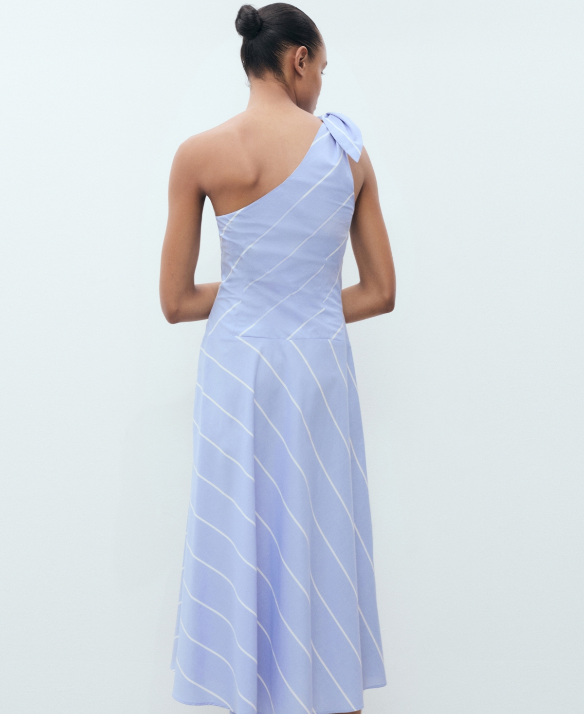 Mango Asymmetric Stripe A-line Dress In Blue