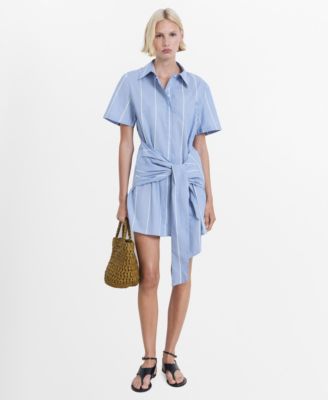 MANGO - Women's Striped Knot Shirt Dress