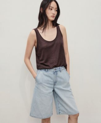 MANGO - Women's Straight-Fit Mid-Rise Denim Jorts