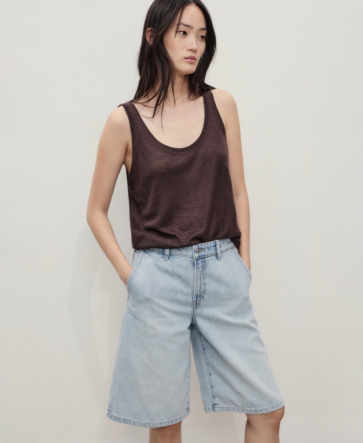 Mango Women's Straight-fit Mid-rise Denim Jorts In Blue