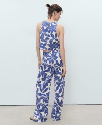 Women's Printed Linen-Blend Pants