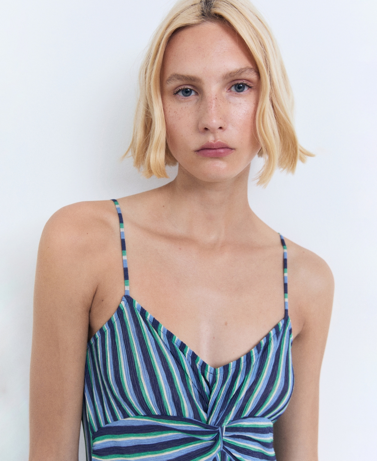 Mango Stripe Maxi Dress In Blue