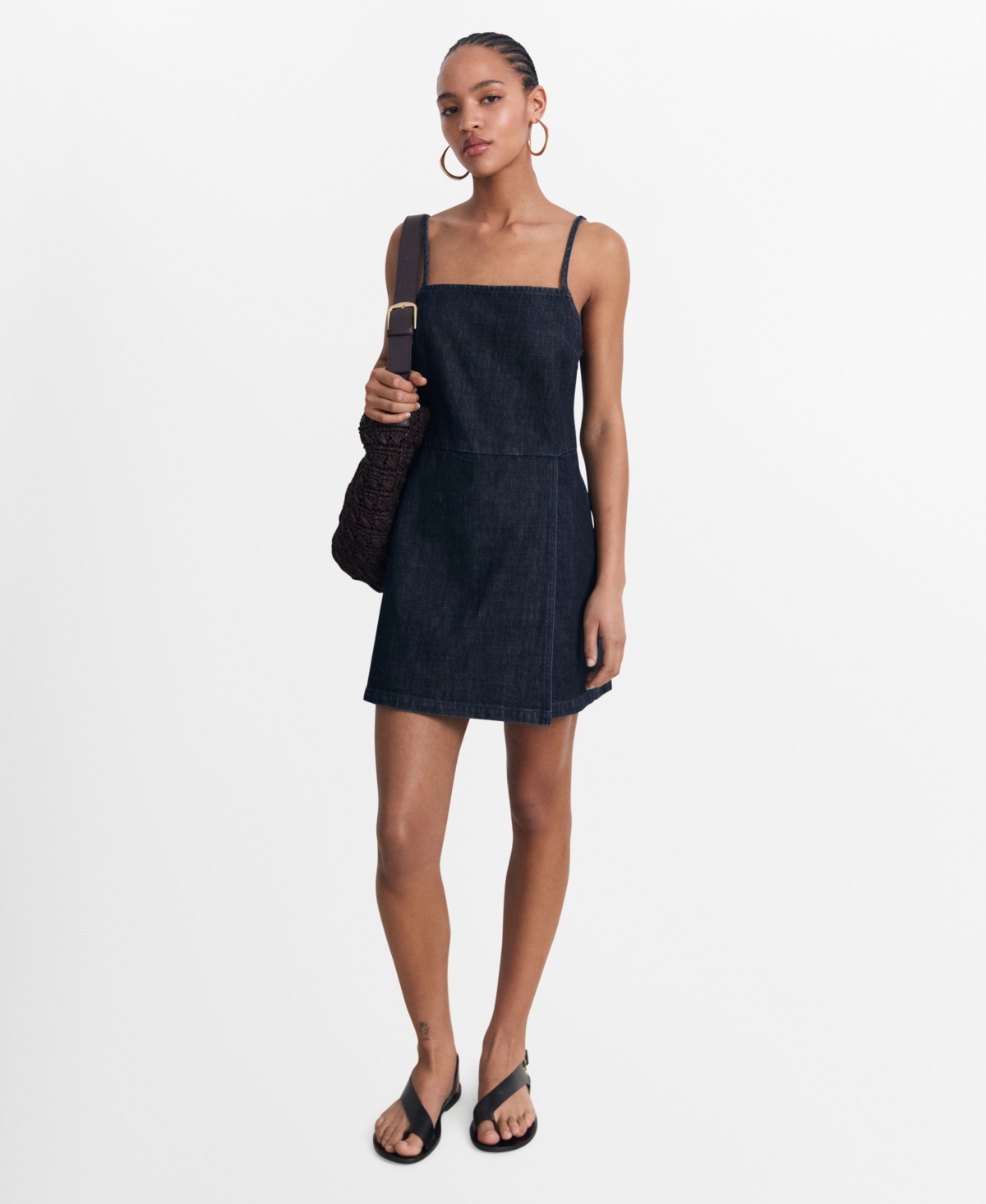 Mango Denim Jumpsuit Short Open Blue In Blue