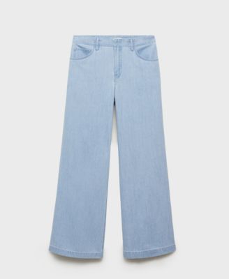 MANGO - Women's Mid-Rise Wide leg Denim Jeans