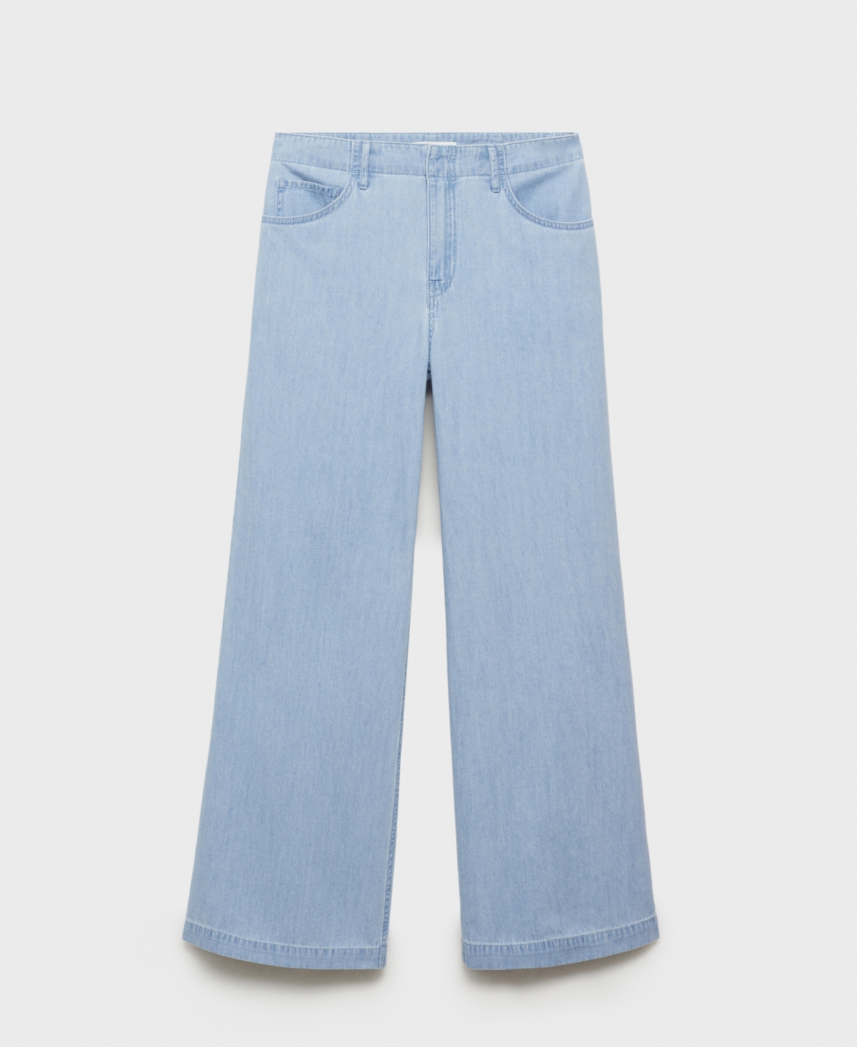Women's Mid-Rise Wide Leg Denim Jeans - Light Blue