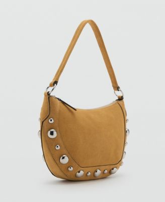 MANGO - Women's Medium Studded Suede Handbag