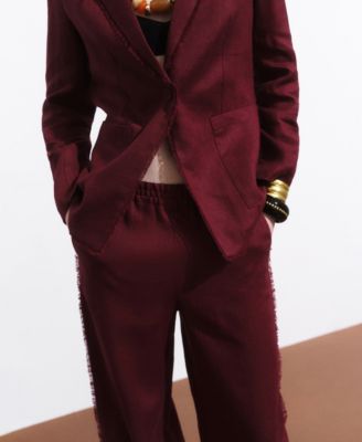 Women's Frayed Ends Linen Suit Pants