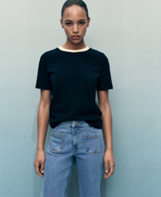 Women's Pockets Flared Cropped Jeans