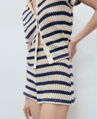 Women's Striped Crochet Shorts
