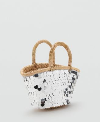 MANGO - Women's Sequined Mini-Basket Bag