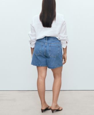 Women's High-Waisted Straight-Fit Denim Shorts