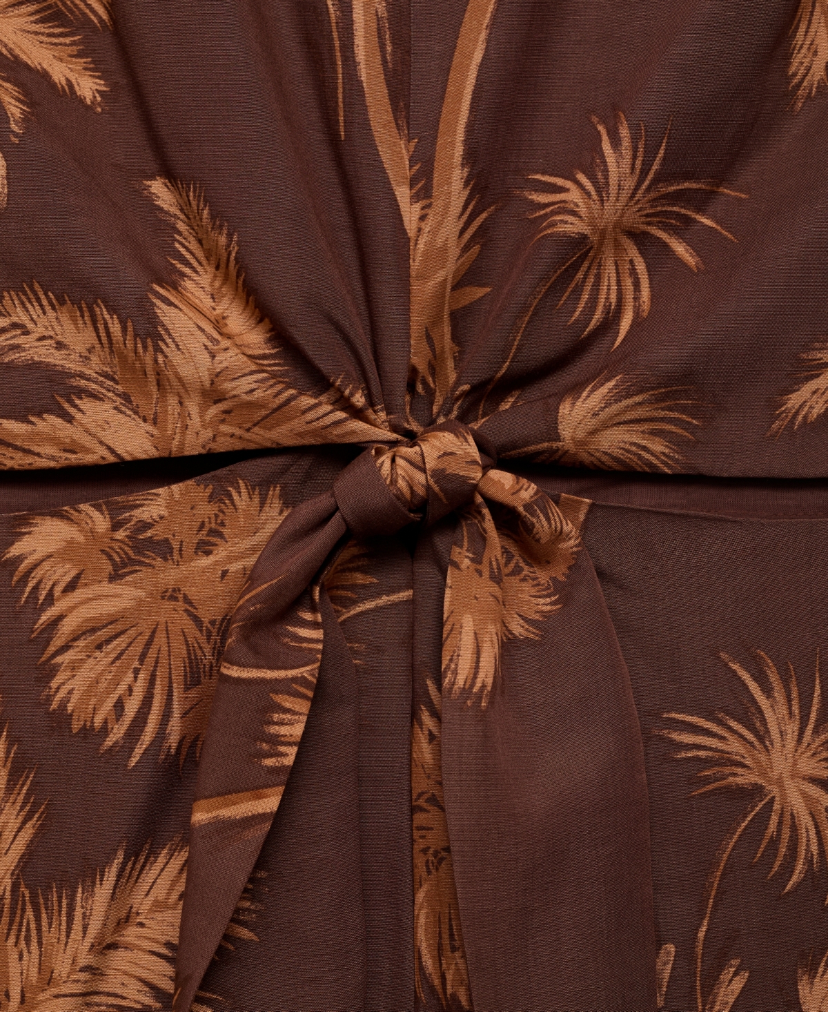 Mango Lyocell Jumpsuit Cut Out Knot Detail Brown In Brown