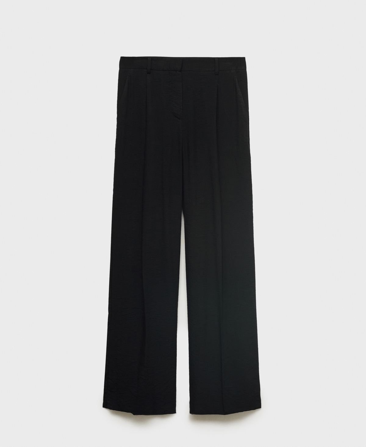 Women's Wide-Leg Pleated Pants - Black