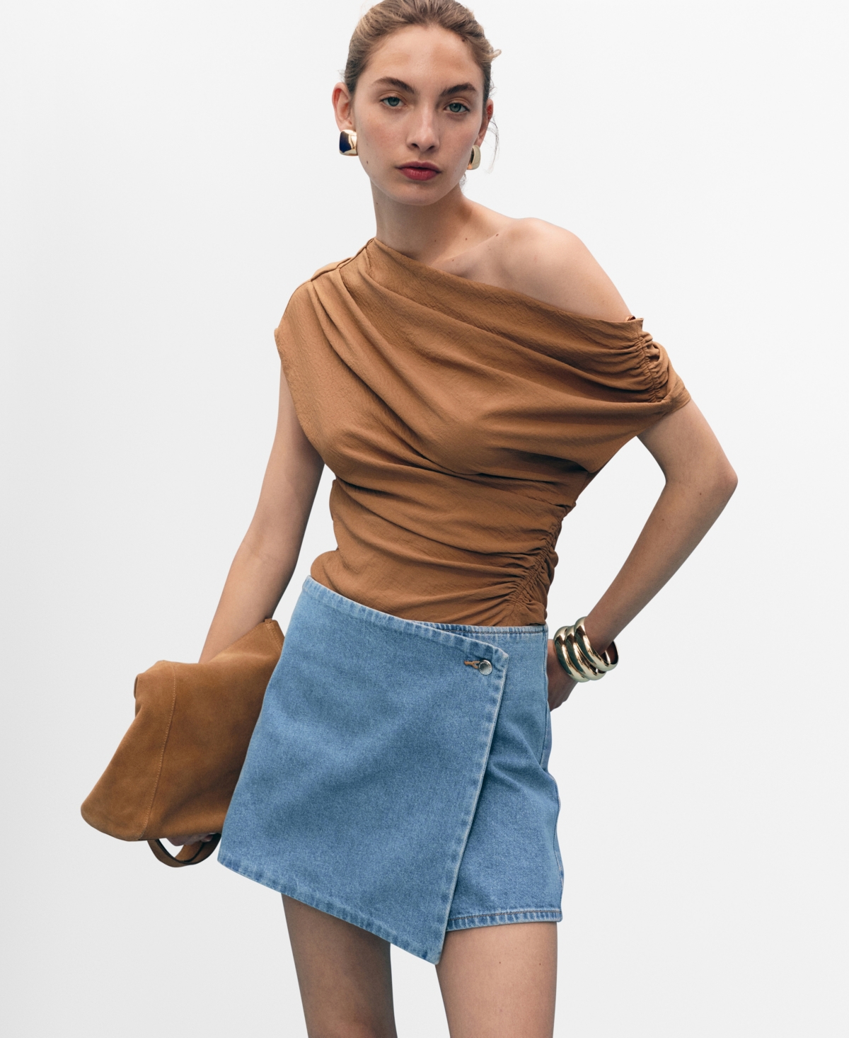 Women's Wrapped Denim Skort - Medium Blue