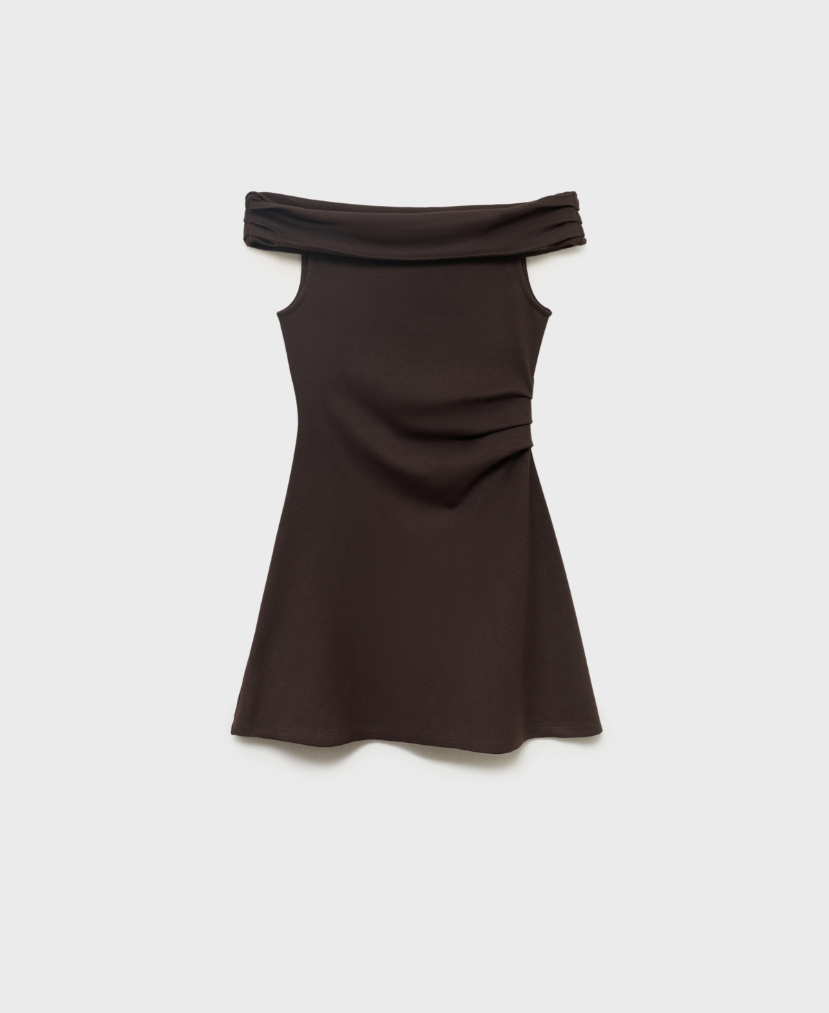 Mango Pleated Off The Shoulder Dress In Black