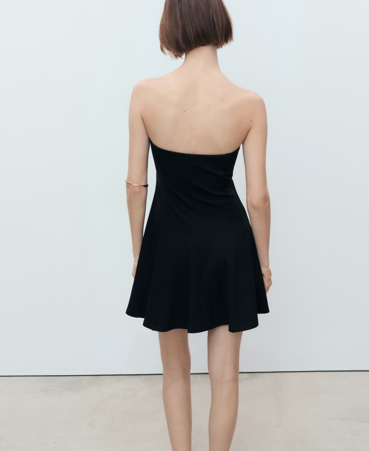Mango Strapless Minidress In Black