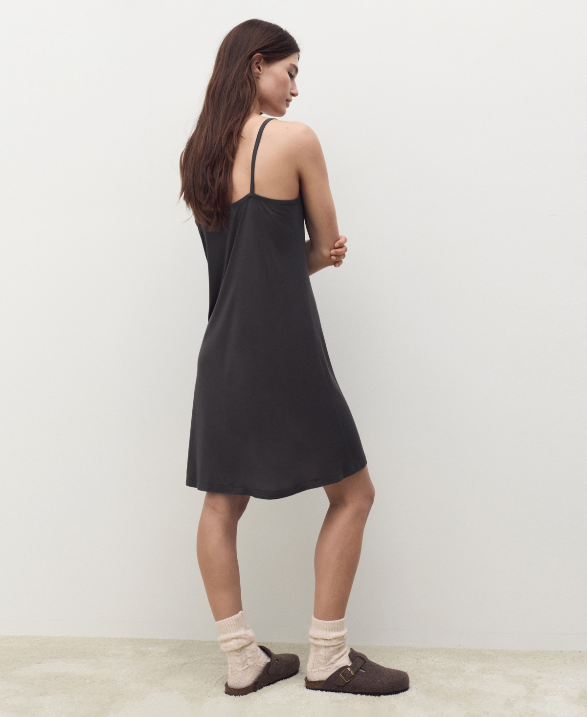 Mango Micromodal Nightgown In Gray