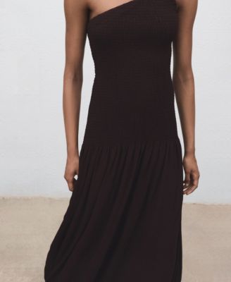 Women's Gathered Body Asymmetrical Dress