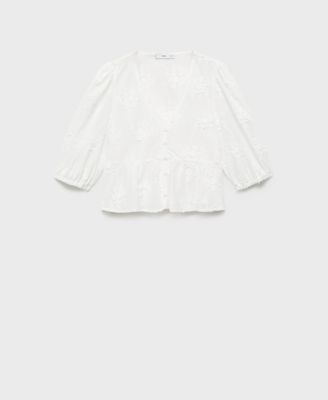 MANGO - Women's Cotton Embroidered Blouse