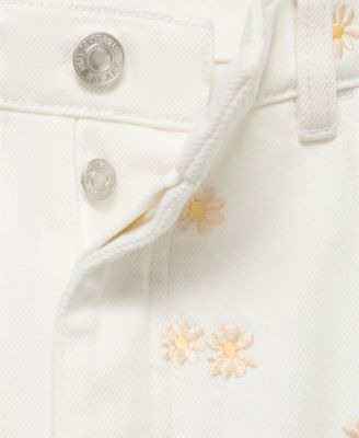 Women's Flower-Embroidered Wide Leg Jeans