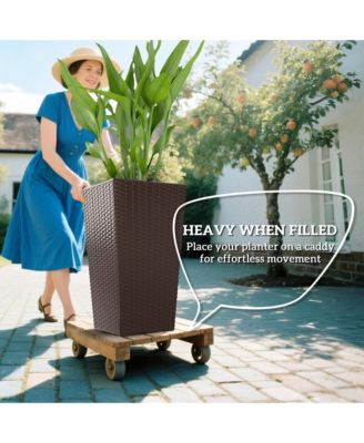 Set of 3 Tall Planters, Indoor and Outdoor Flower Pot Set,