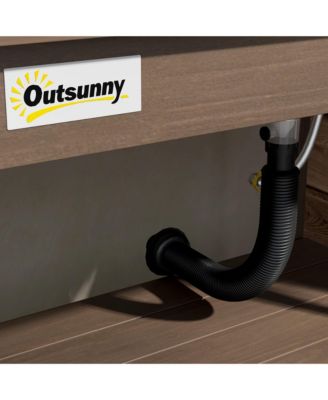 Wooden Potting Bench with Storage, Sink, Water Tap,