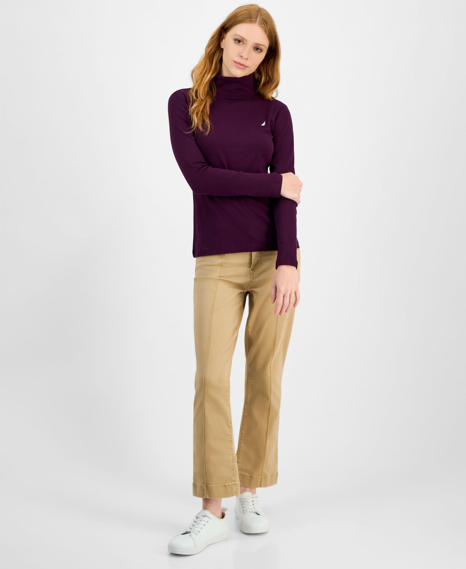 Women's Cotton Turtleneck Long-Sleeve T-Shirt