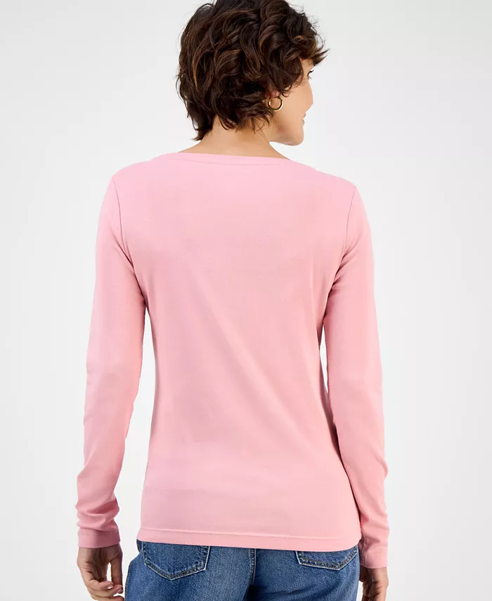 Jeans Women's Cotton Scoop-Neck Long-Sleeve T-shirt, Online Only - thumbnail 10