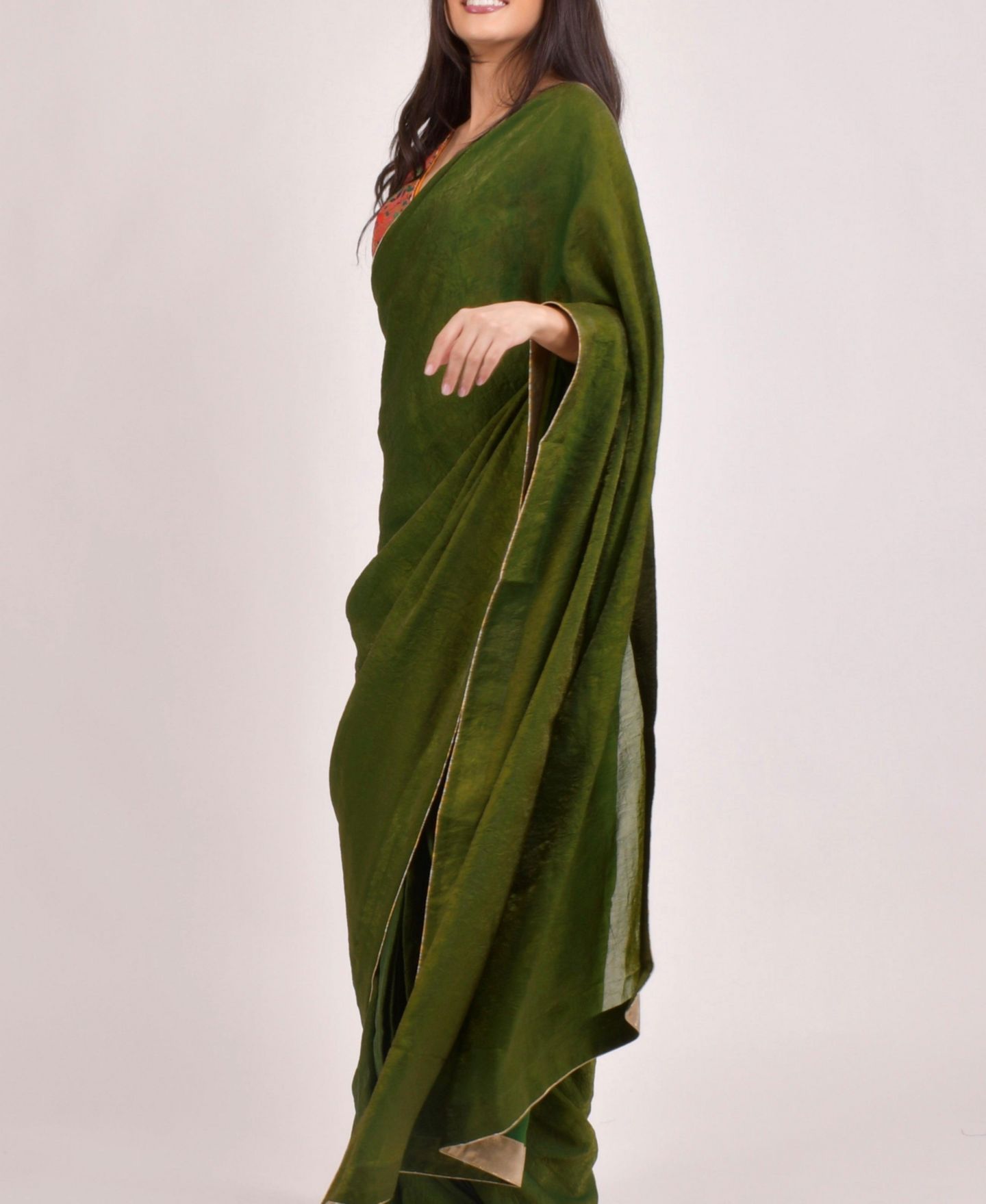 RAAS Women's Brocade Pre-Pleated Saree, цвет: Зелёный — фото 4