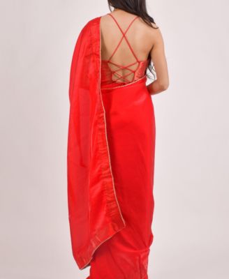 Women's Jacquard Pre-Stitched Saree