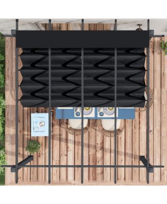 10'x13' Retractable Pergola with Wood Grain Aluminum Frame,