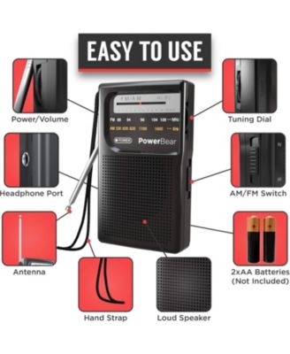 Portable Radio: AM/FM, Long Range, Battery Operated