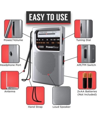 Portable Radio: AM/FM, Long Range, Battery Operated