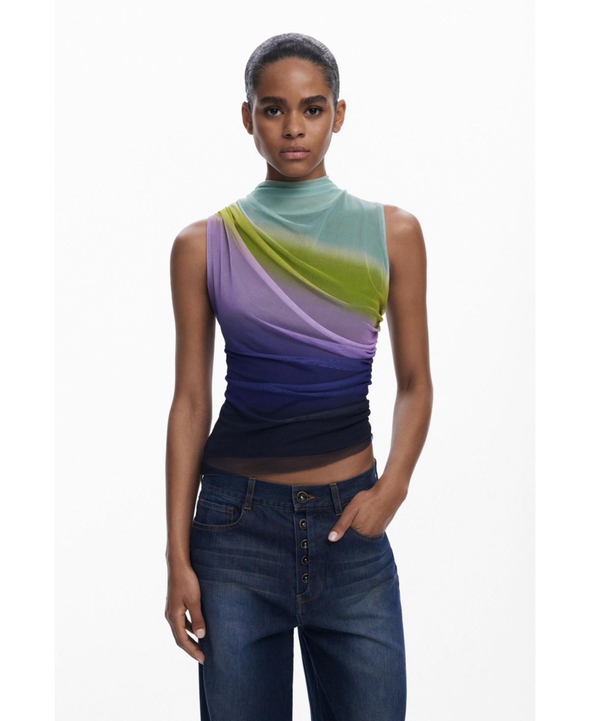 Desigual Women's Gradient Tulle T-shirt In Purple