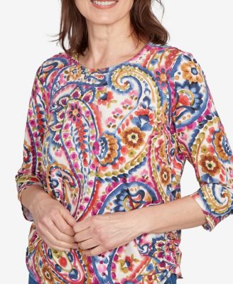 Women's Paisley Three Quarter Sleeve Top