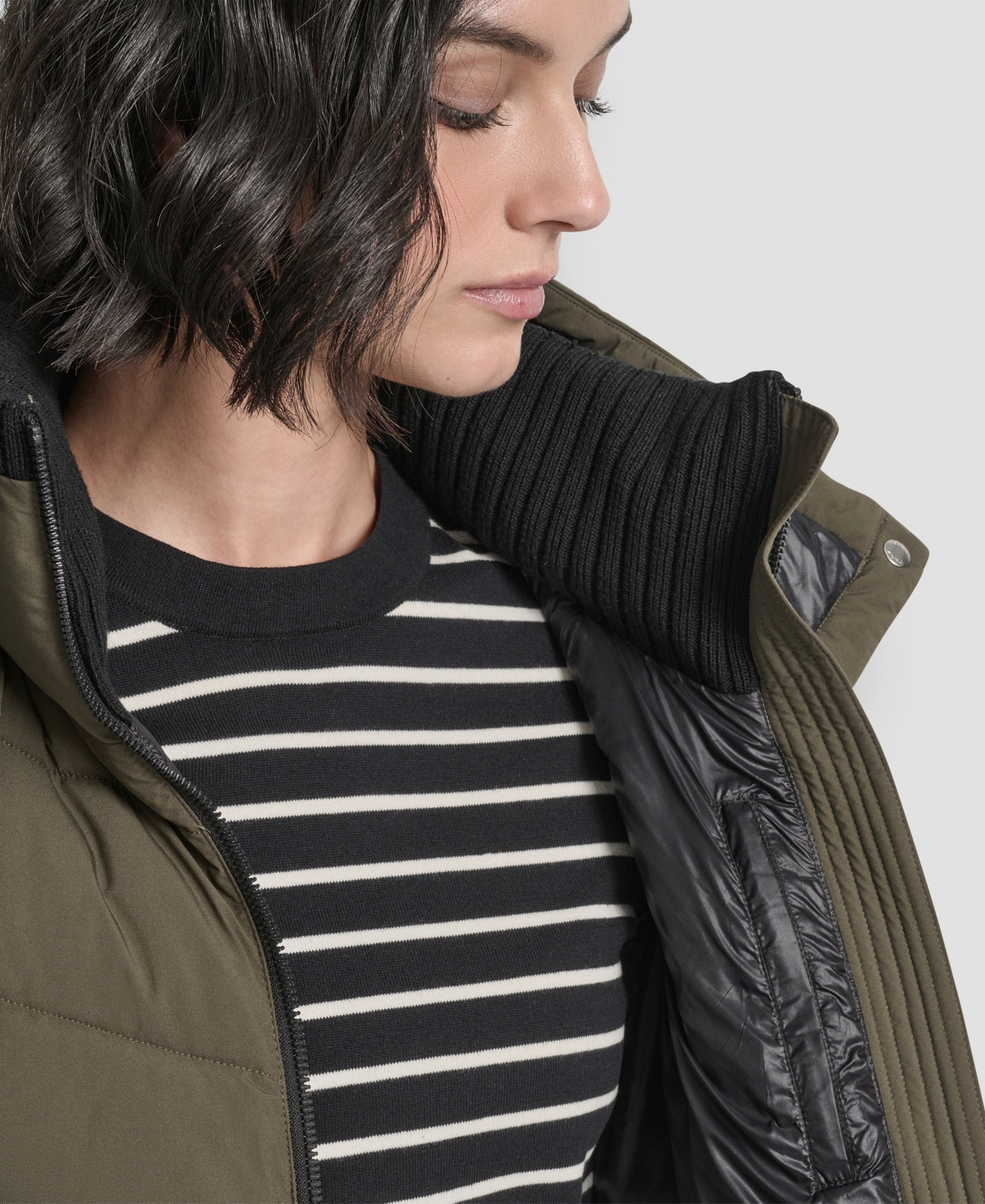 Dkny Women's Shine Hooded Anorak Puffer Coat In Green