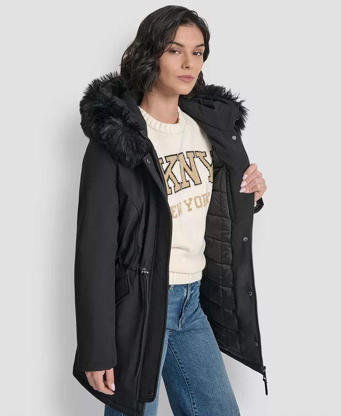 Women's Trim Hooded Anorak Puffer Coat - thumbnail 3