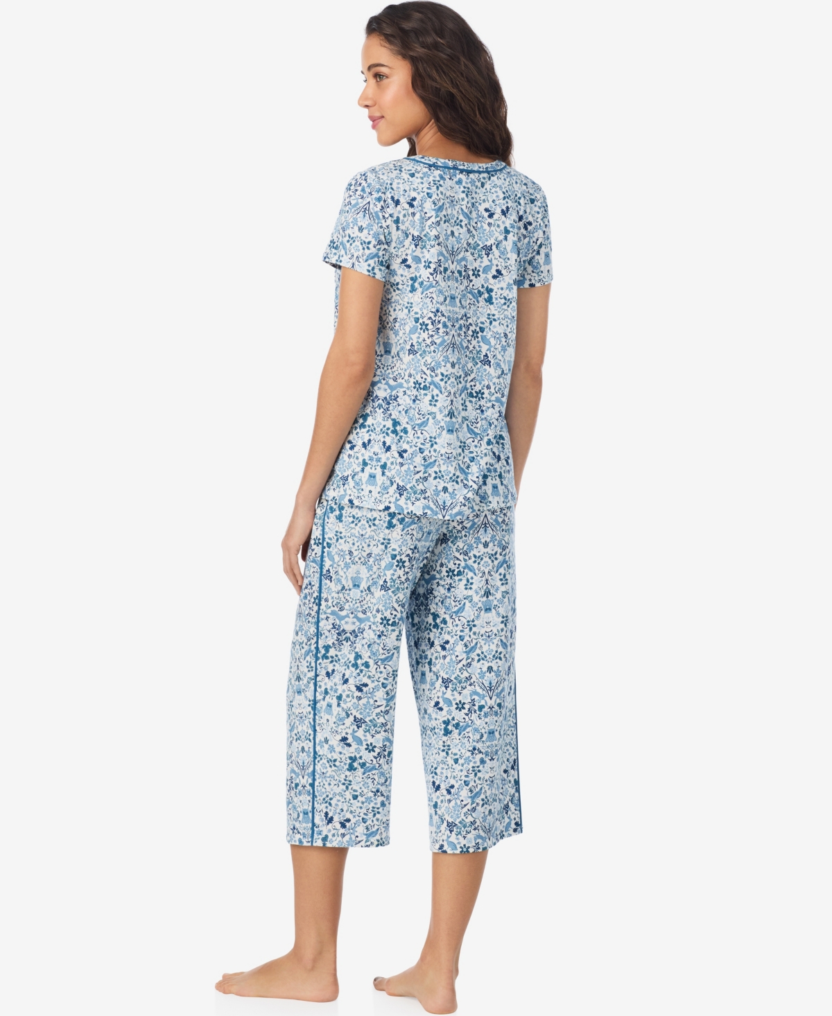 Cuddl Duds Women's Short Sleeve Cropped Pajama Set In Multi