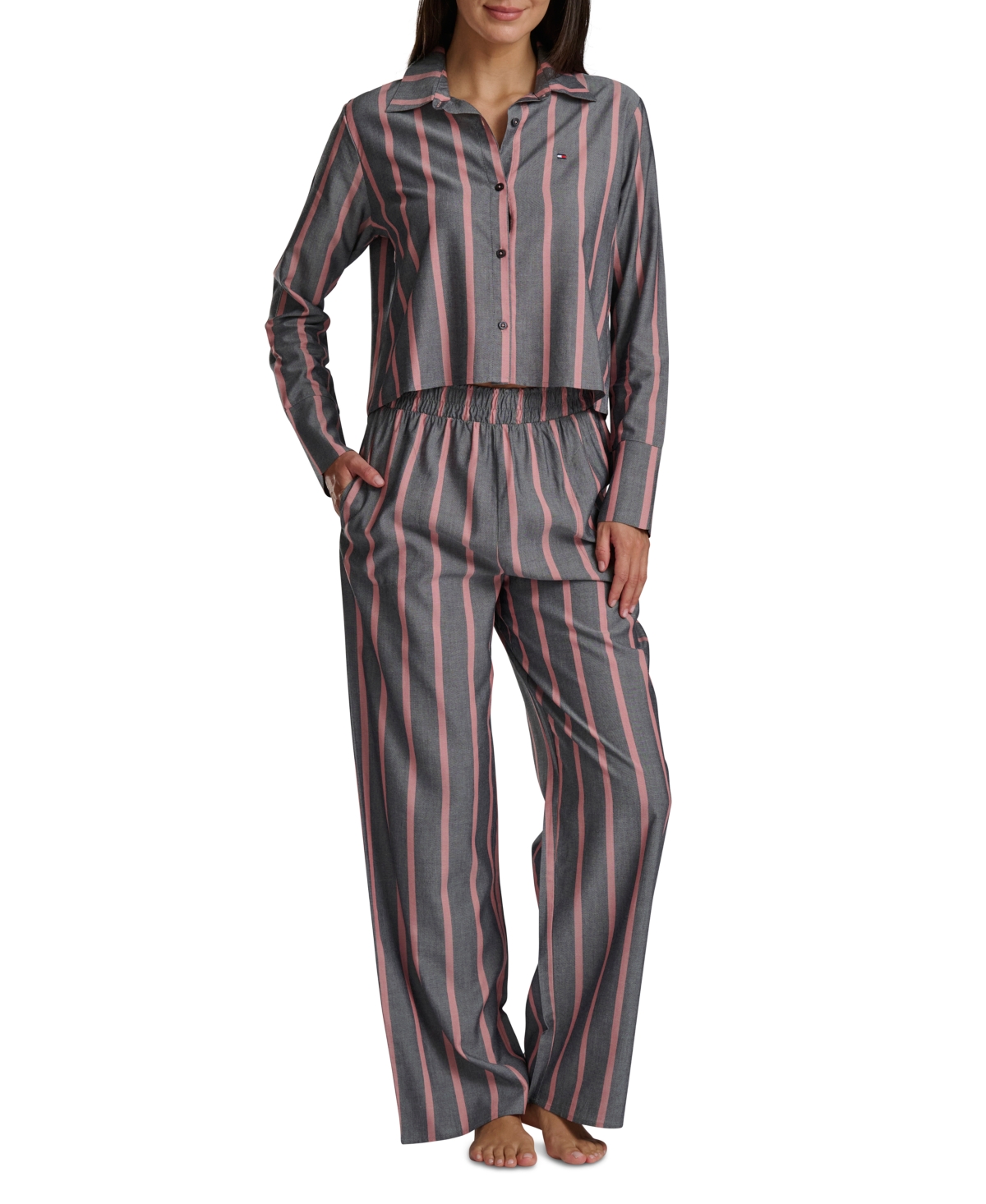 Tommy Hilfiger Women's Long Sleeve Top And High-waist Pant Set In Multi