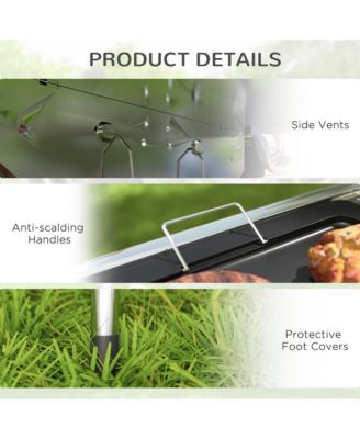 Portable Folding Charcoal BBQ Grill with Pan Storage Shelf Hooks