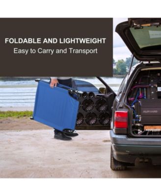 Portable Outdoor Sun Lounger, Lightweight Folding Chaise Lounge Chair w/ 5-Position Adjustable Backrest for Beach, Poolside and Patio, Blue