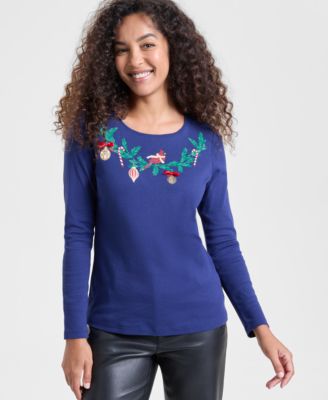 Holiday Lane - Women's Holiday Cardinal Long-Sleeve Top