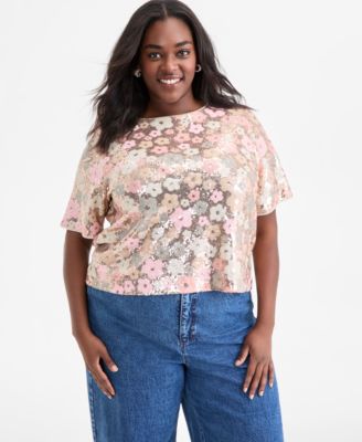 On 34th - Trendy Plus Size Sequin Embellished Top