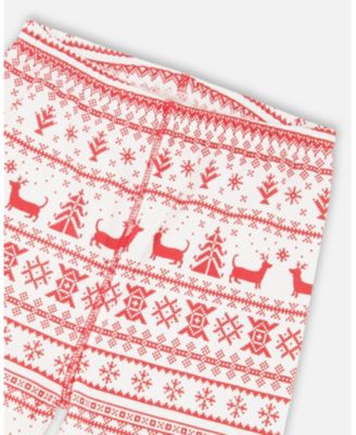 Kids Unisex Cotton Two-Piece Pajama Set Red and White Fairisle - Toddler|Child